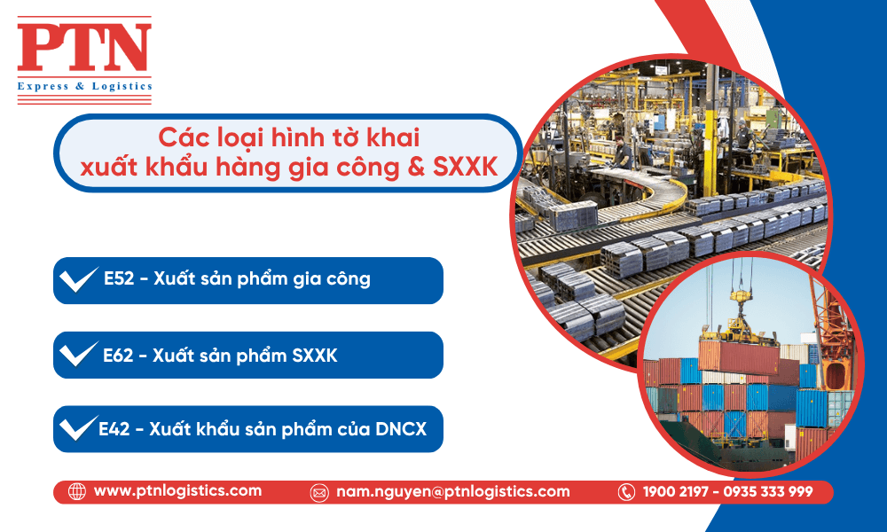 Các loại hình tờ khai xuất khẩu hàng gia công và SXXK