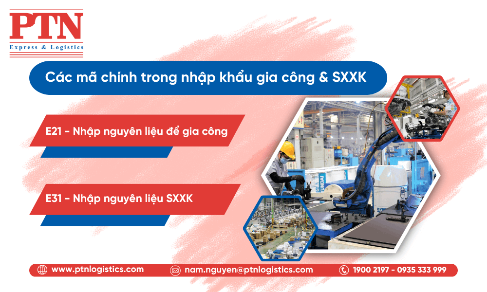 Các mã chính trong nhập khẩu gia công và SXXK
