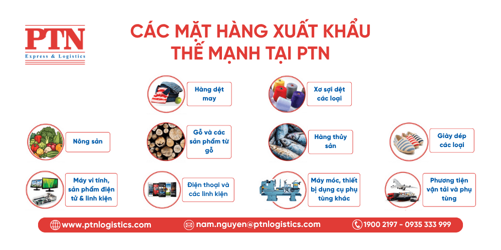Các mặt hàng xuất khẩu thế mạnh tại PTN