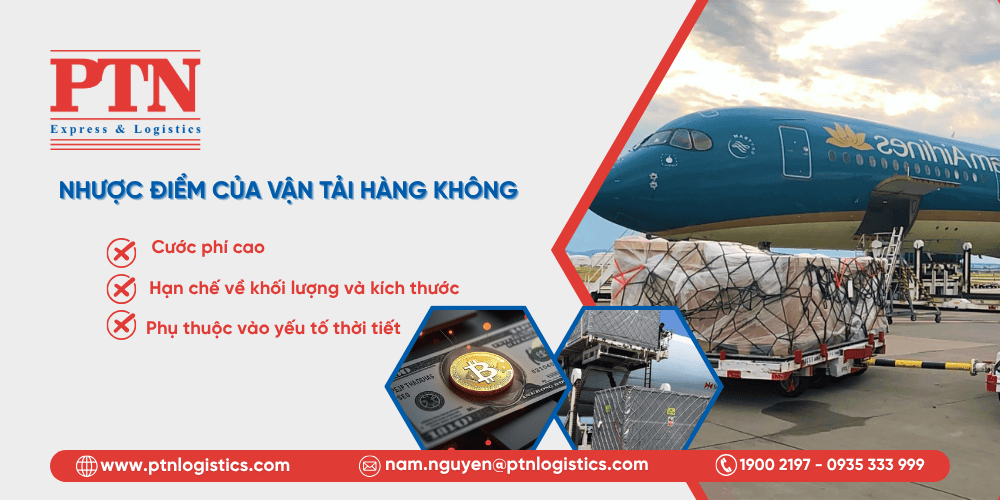 Các nhược điểm của ngành vận tải hàng không