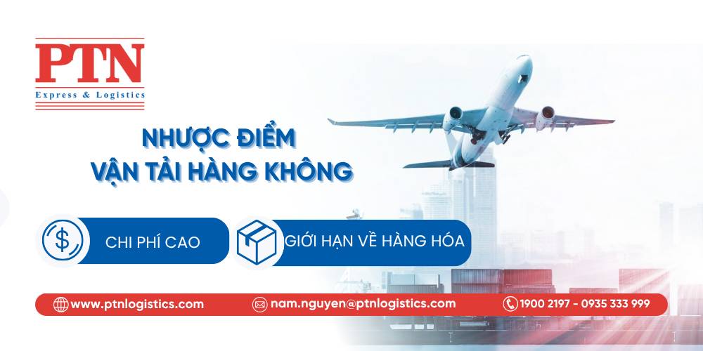 Các nhược điểm trong vận tải hàng không