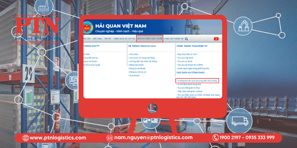 In mã vạch hải quan online qua cổng dịch vụ công