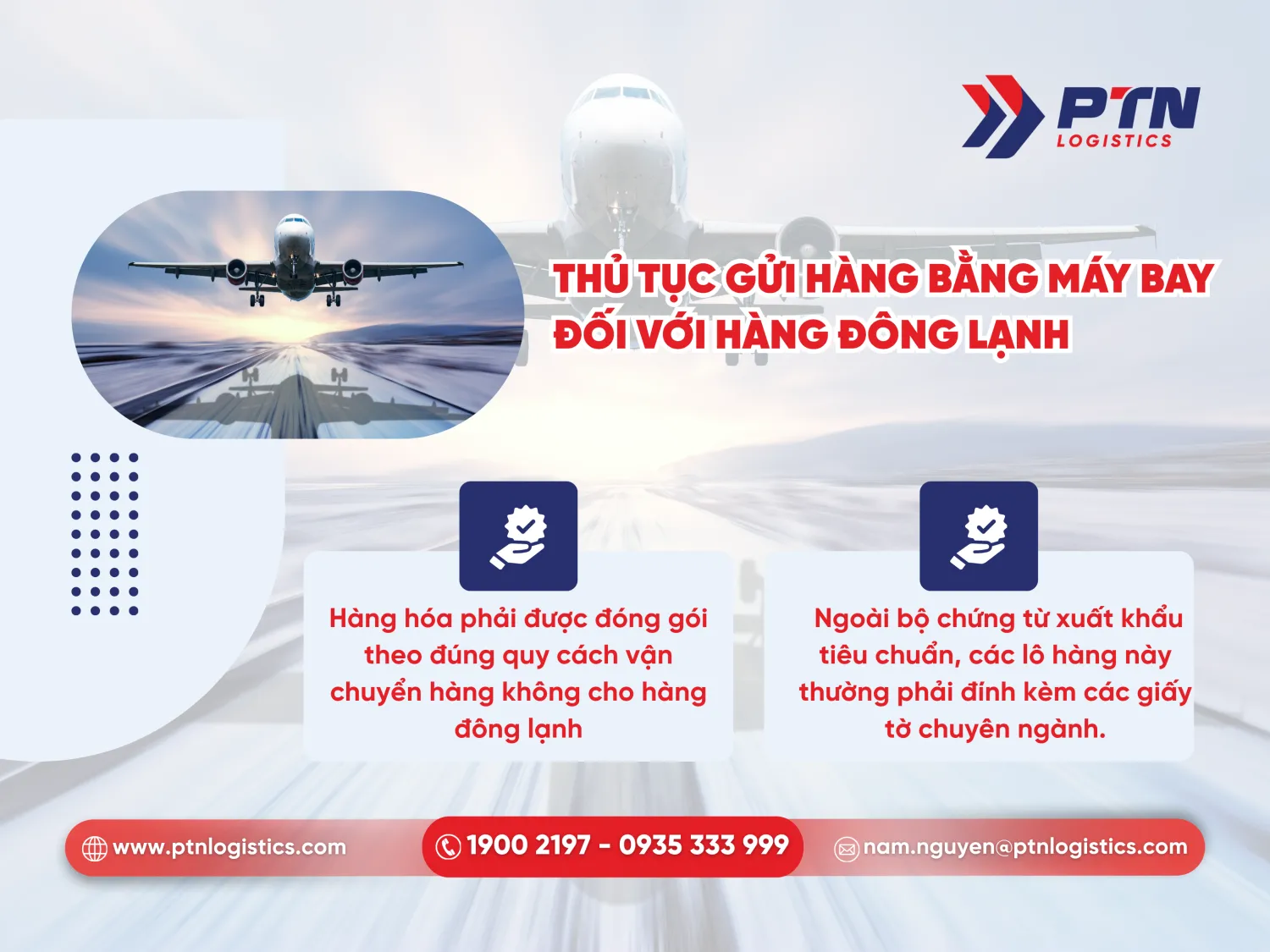 Thủ tục gửi hàng bằng máy bay của hàng đông lạnh