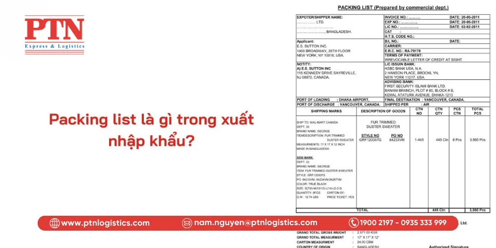 Packing list là gì trong xuất nhập khẩu