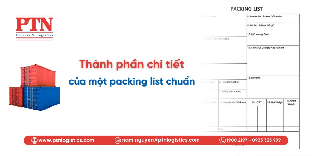 Thành phần chi tiết của một packing list chuẩn