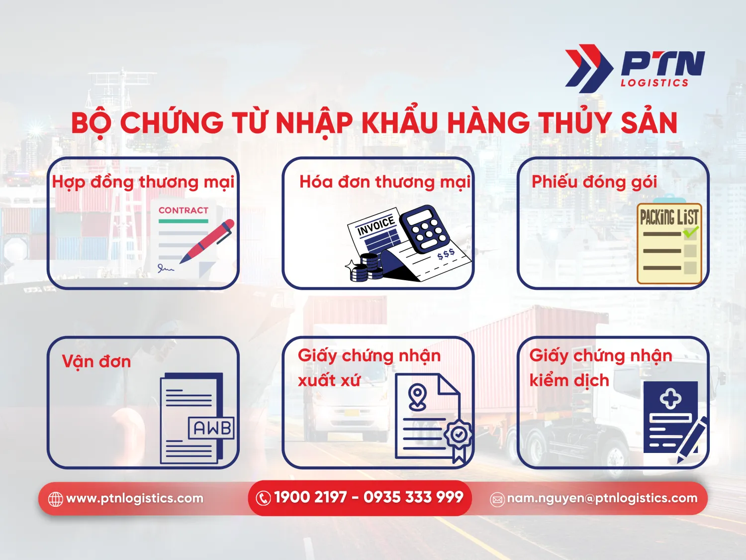 Bộ chứng từ nhập khẩu đầy đủ của hàng thủy sản