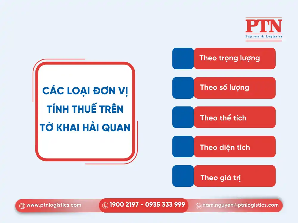 Các đơn vị tính thuế trên tờ khai hải quan
