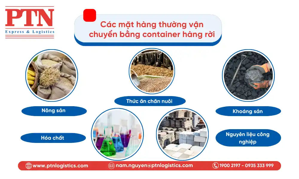 Các mặt hàng thường vận chuyển bằng container đóng hàng rời