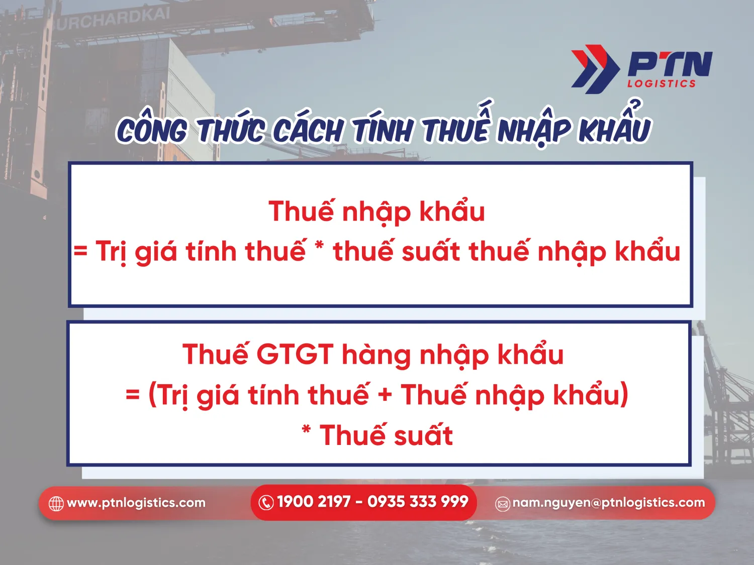 Công thức của cách tính thuế nhập khẩu