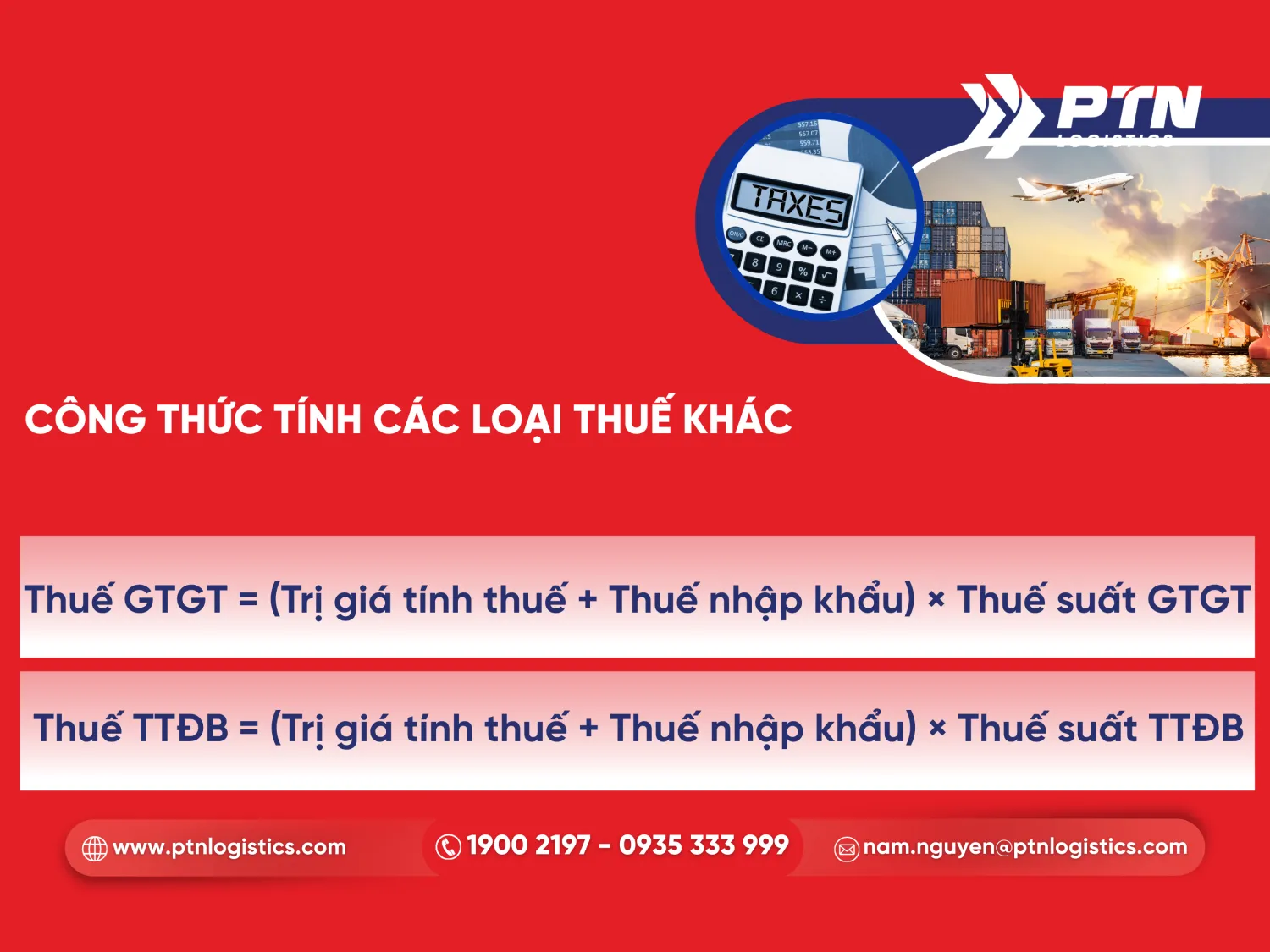 Công thức tính một số loại thuế khác nhau