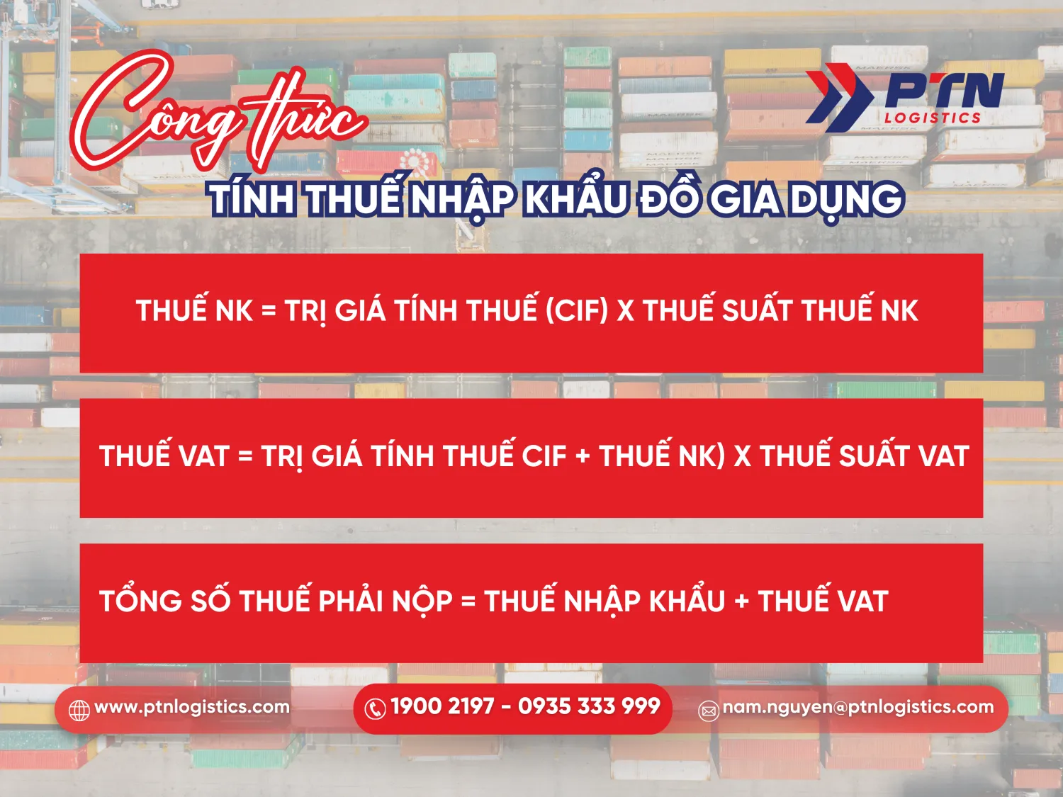 Công thức tính thuế nhập khẩu đồ gia dụng
