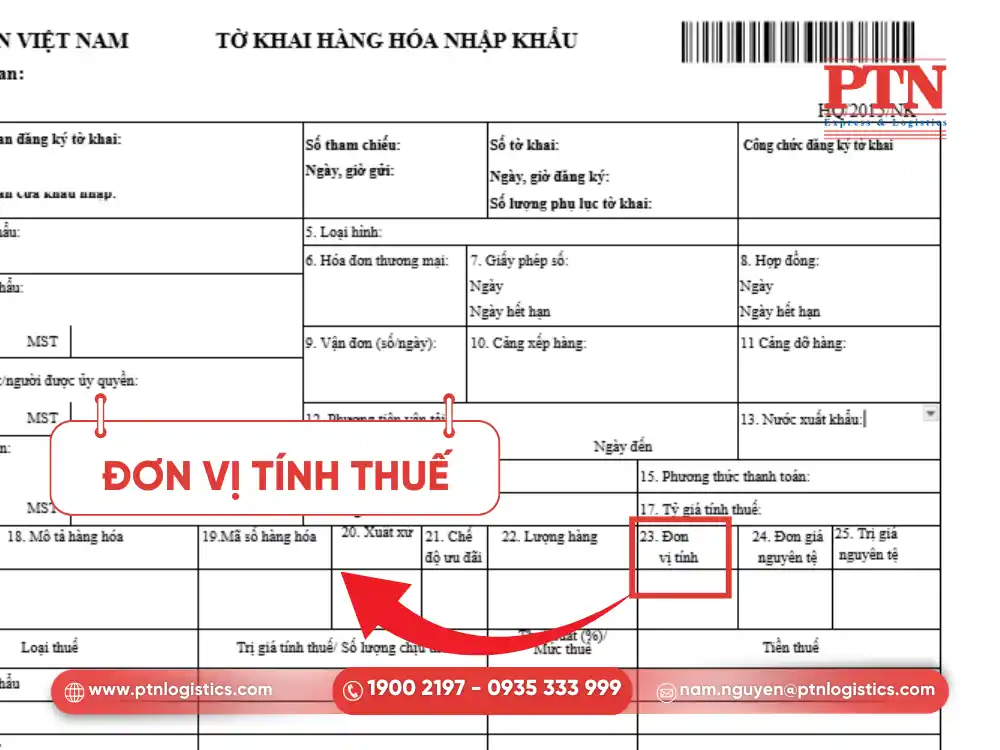 Đơn vị tính thuế trên tờ khai