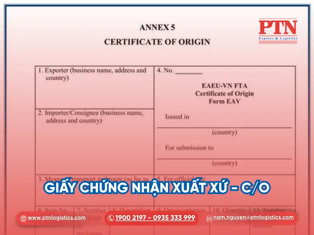 Giấy chứng nhận xuất xứ