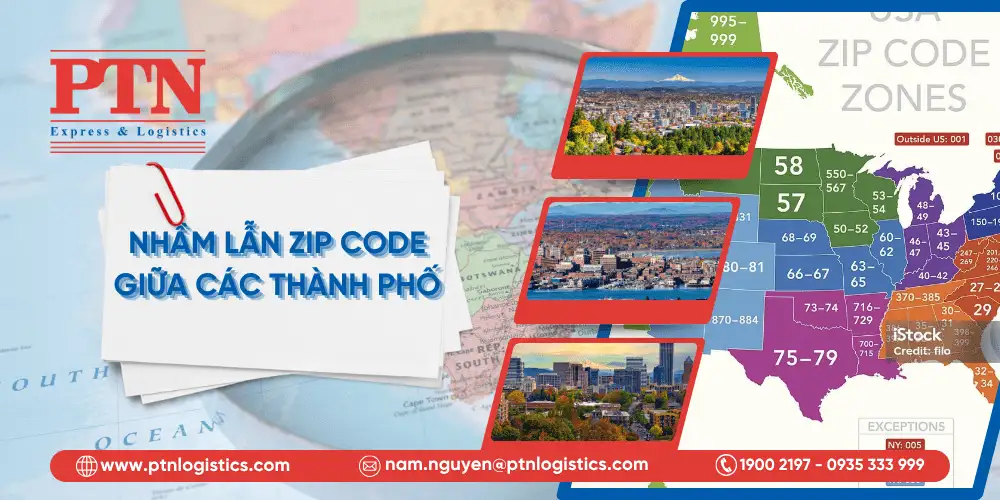 Nhầm lẫn Zip Code giữa các thành phố cùng tên