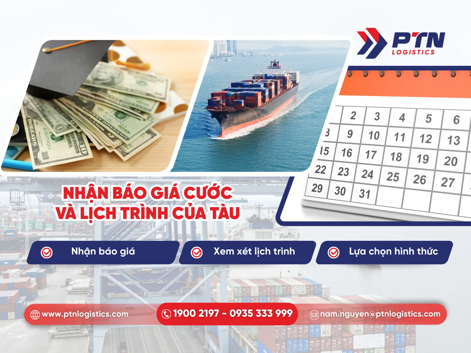 Nhận báo giá cước và lịch trình của tàu