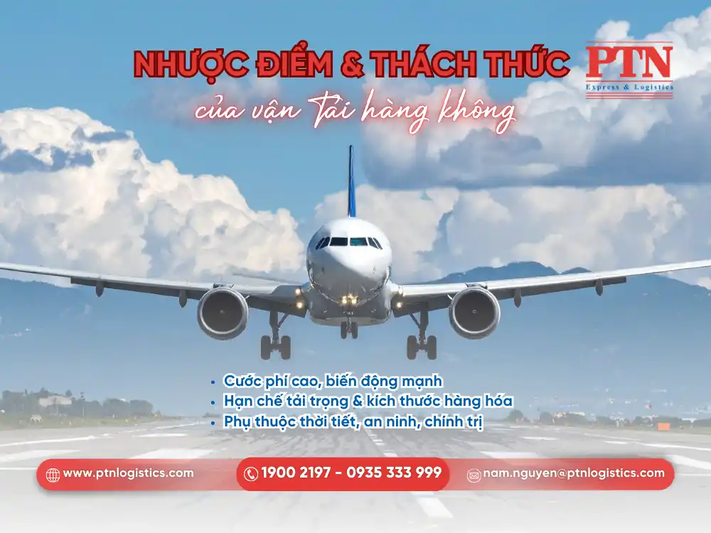 Nhược điểm của vận tải đường hàng không