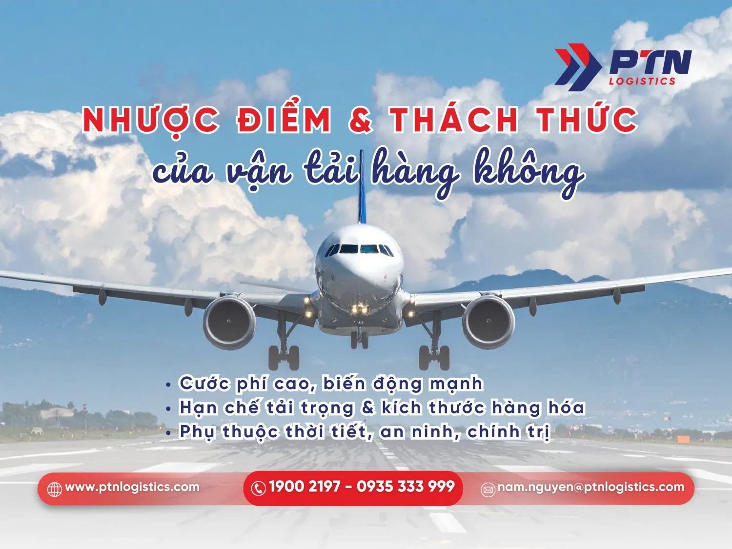 Nhược điểm của vận tải đường hàng không