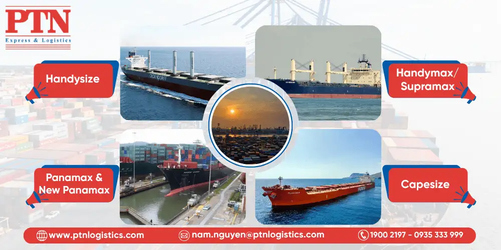 Phân loại tàu hàng khô dựa trên kích thước và tải trọng