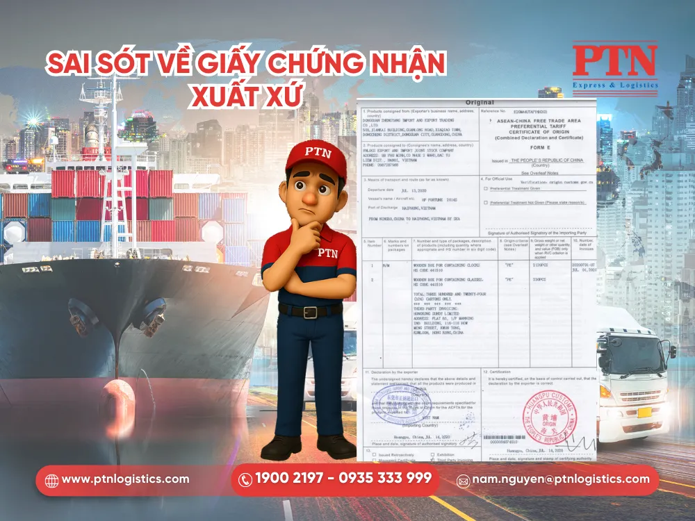 Sai sót về giấy chứng nhận xuất xứ C/O