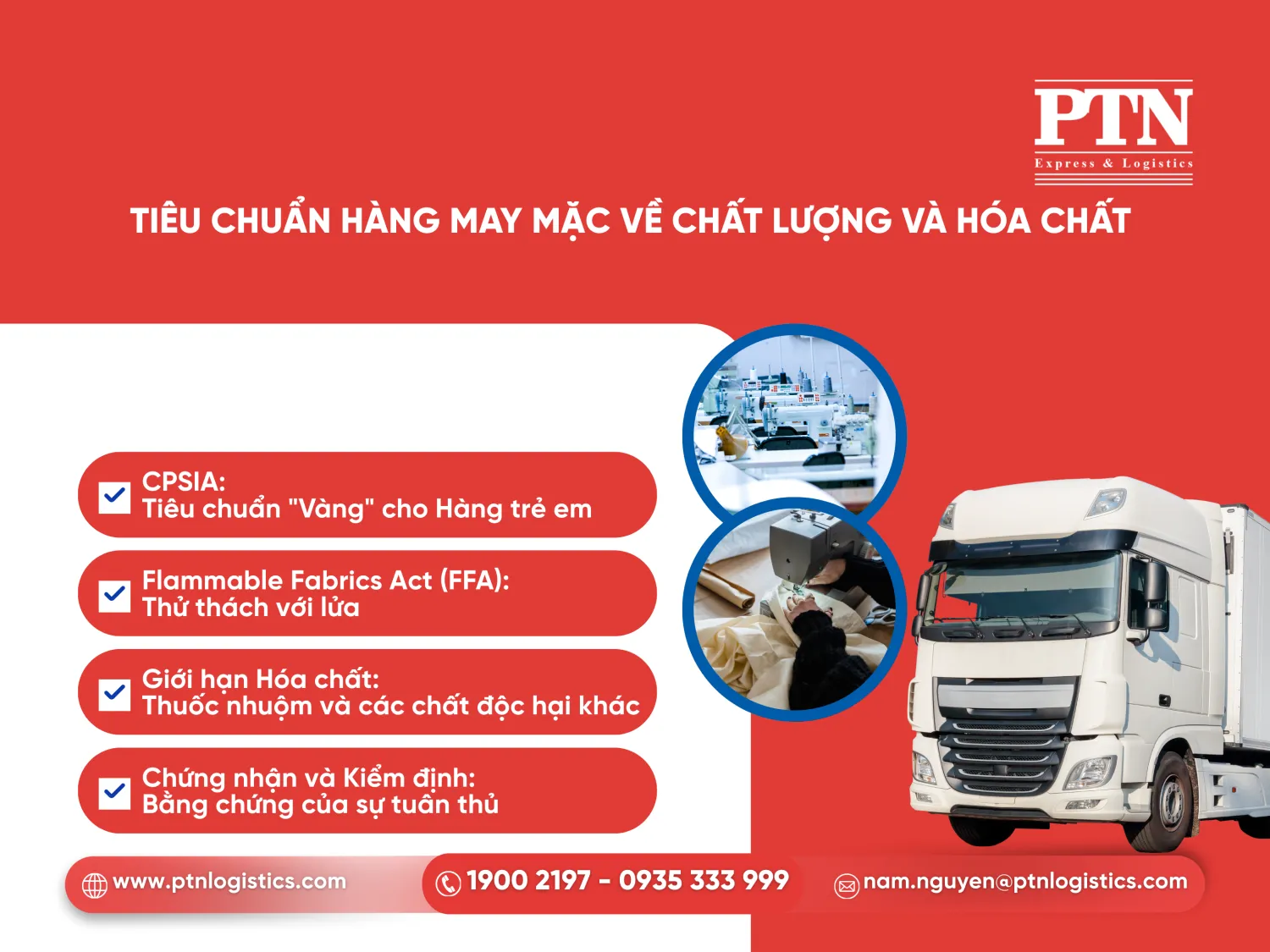 Tiêu chuẩn hàng may mặc về chất lượng và hóa chất