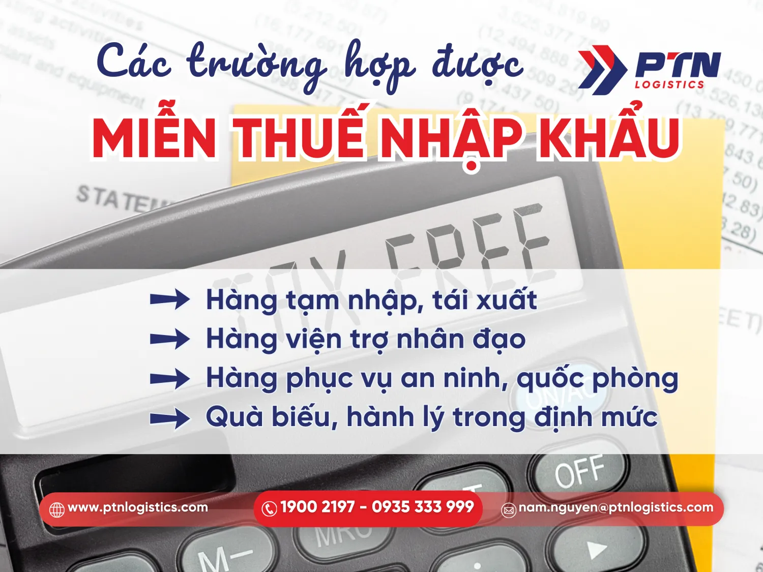 Trường hợp được miễn thuế nhập khẩu