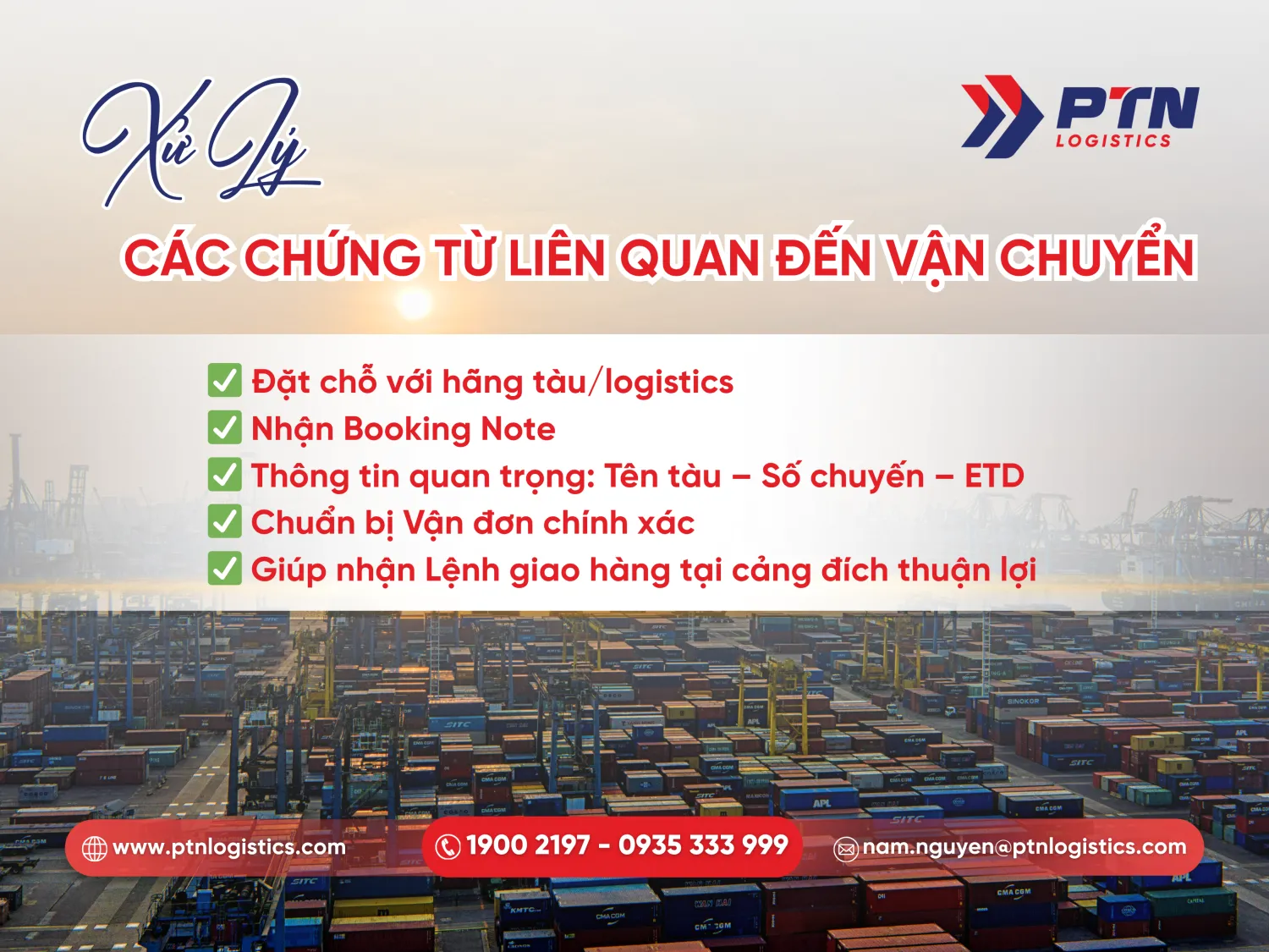 Xử lý các chứng từ liên quan đến quá trình vận chuyển