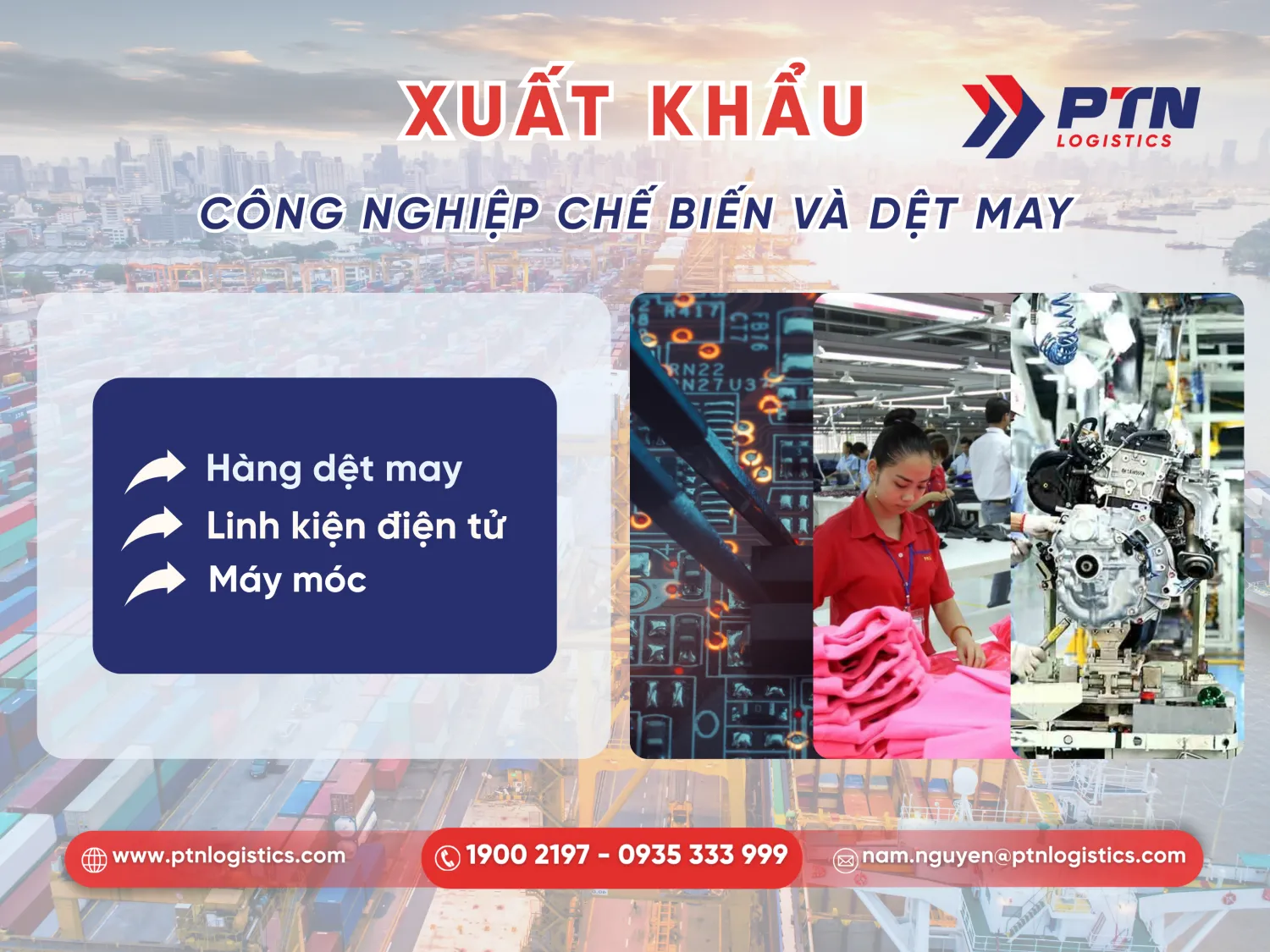 Xuất khẩu mặt hàng công nghiệp chế biến và dệt may