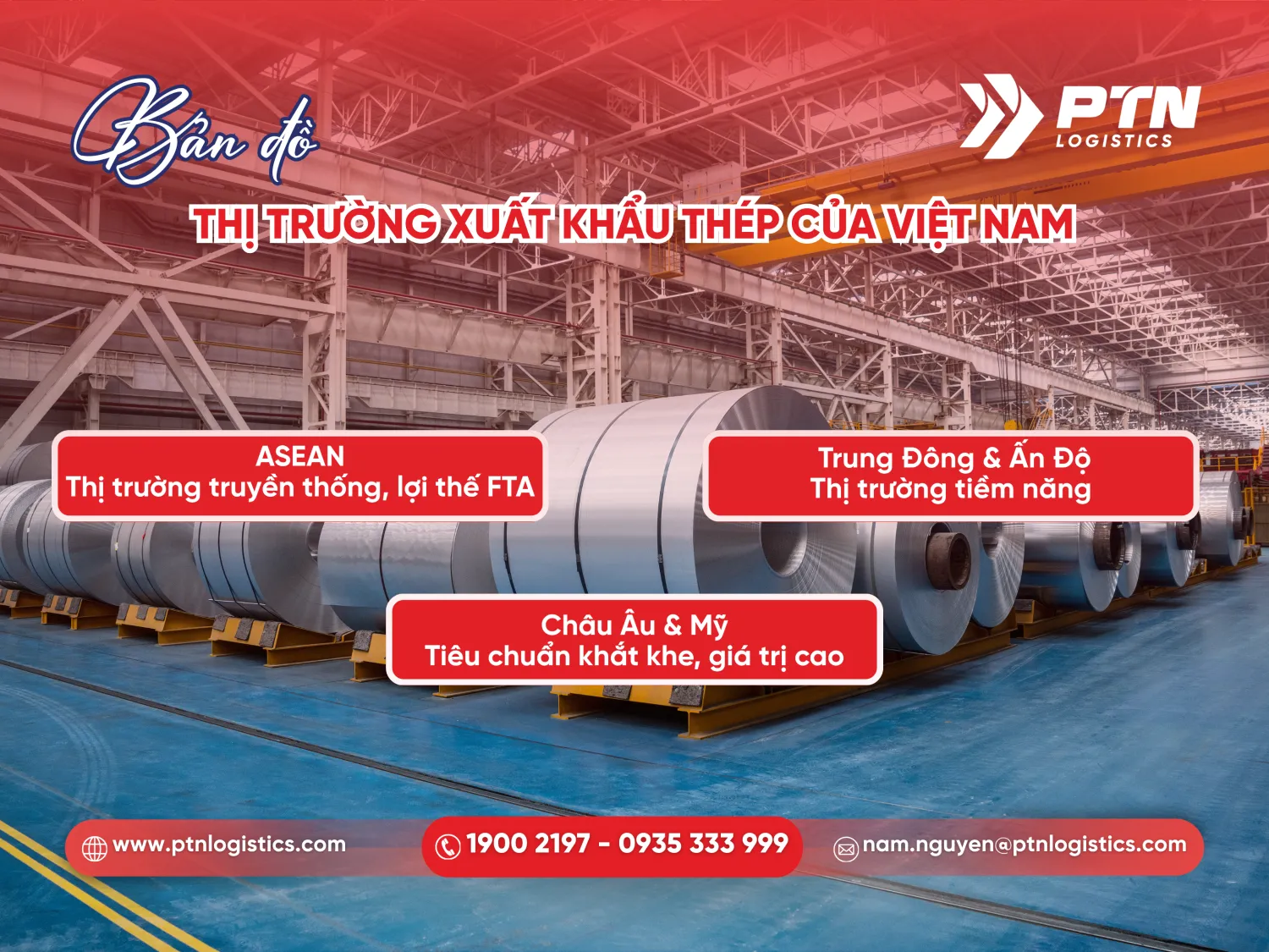 Bản đồ thị trường xuất khẩu thép ở Việt Nam