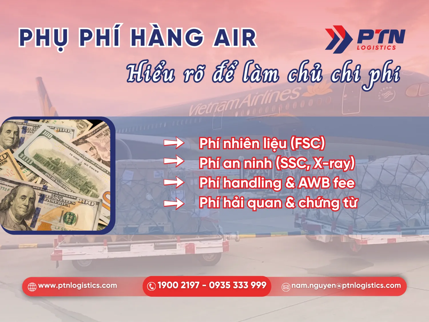 Các phụ phí thường gặp khi tính cước hàng air