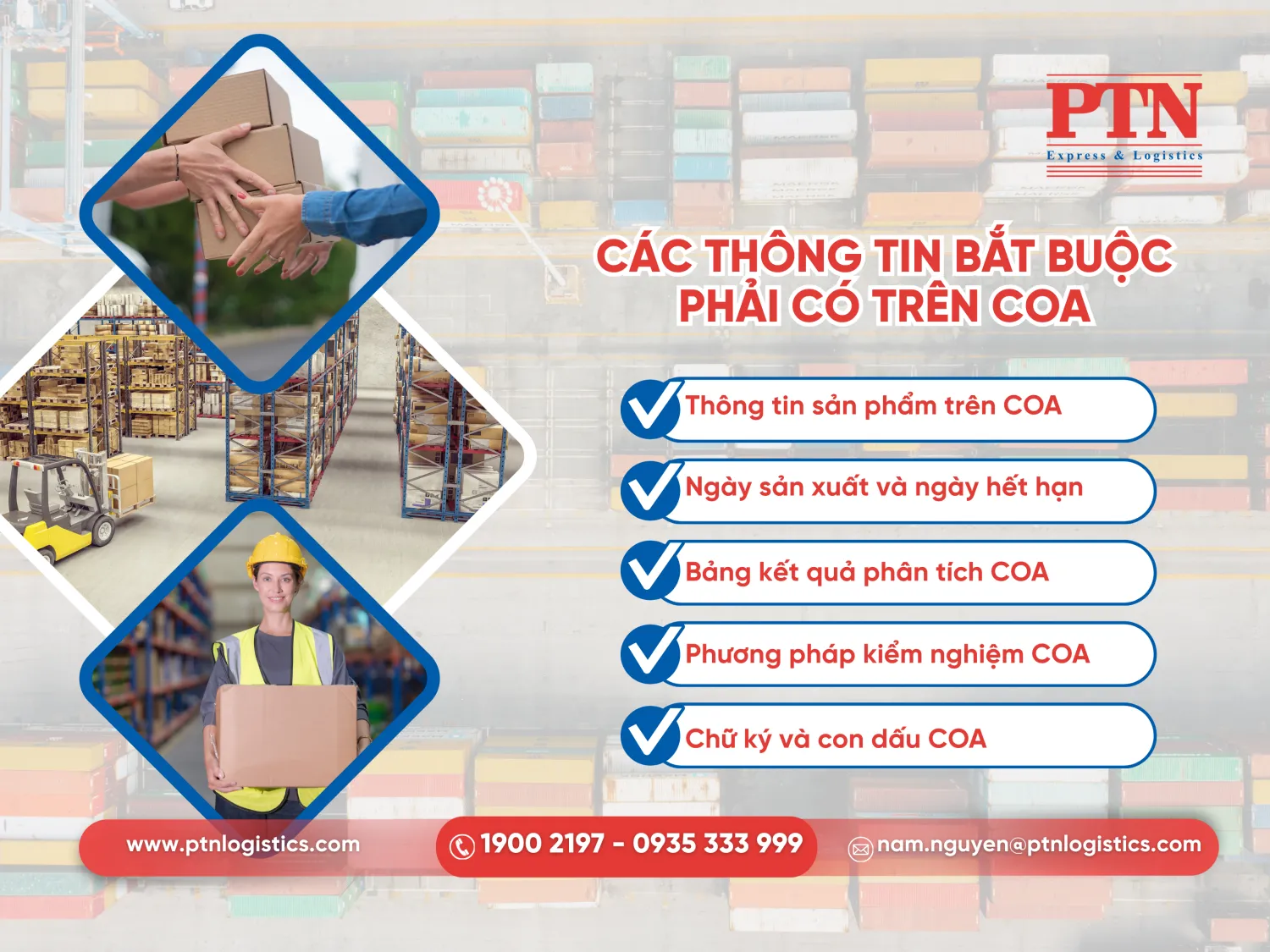 Các thông tin bắt buộc phải có trên COA