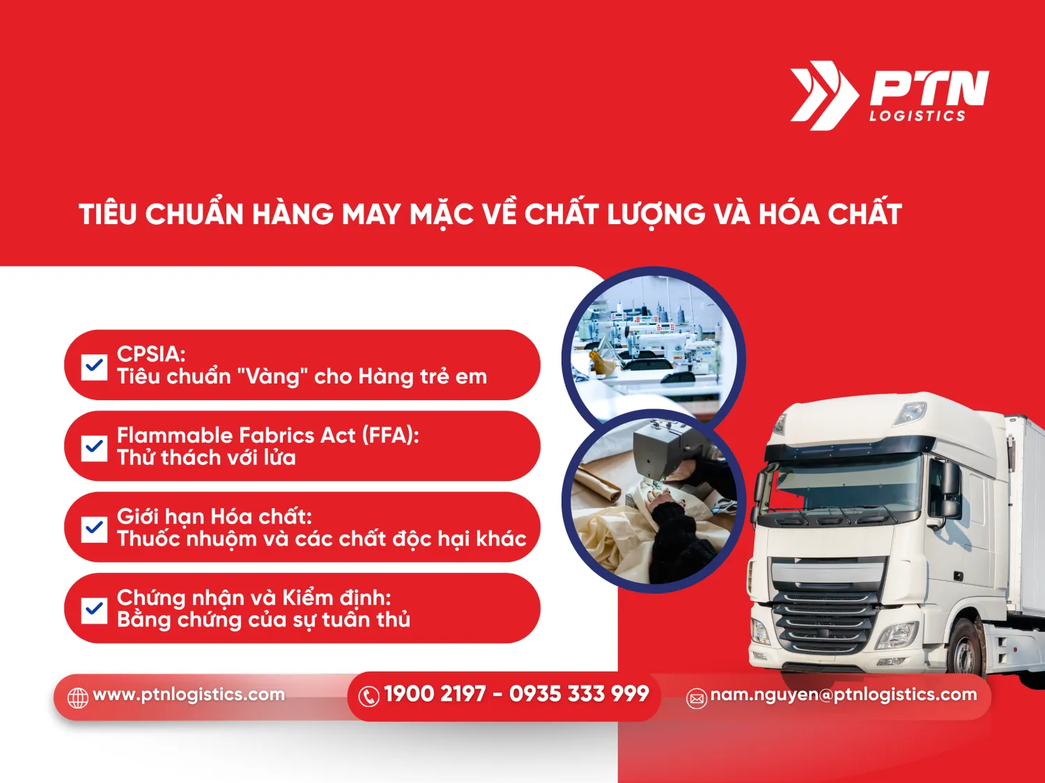Các tiêu chuẩn hàng may mặc về chất lượng và hóa chất