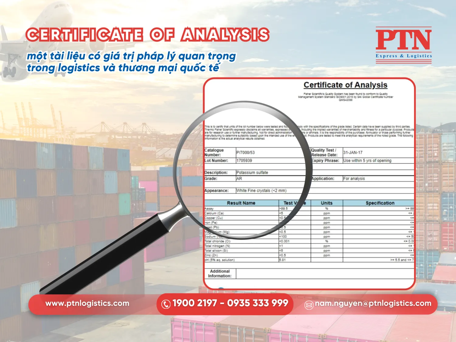 Certificate of analysis