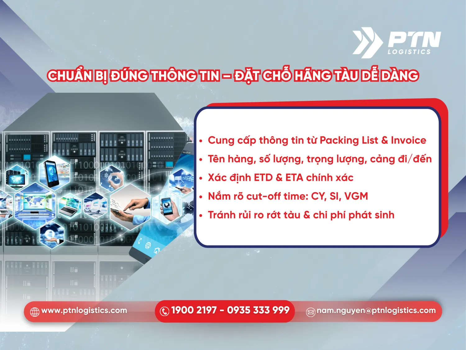 Chuẩn bị đúng các thông tin đặt chỗ hãng tàu dễ dàng