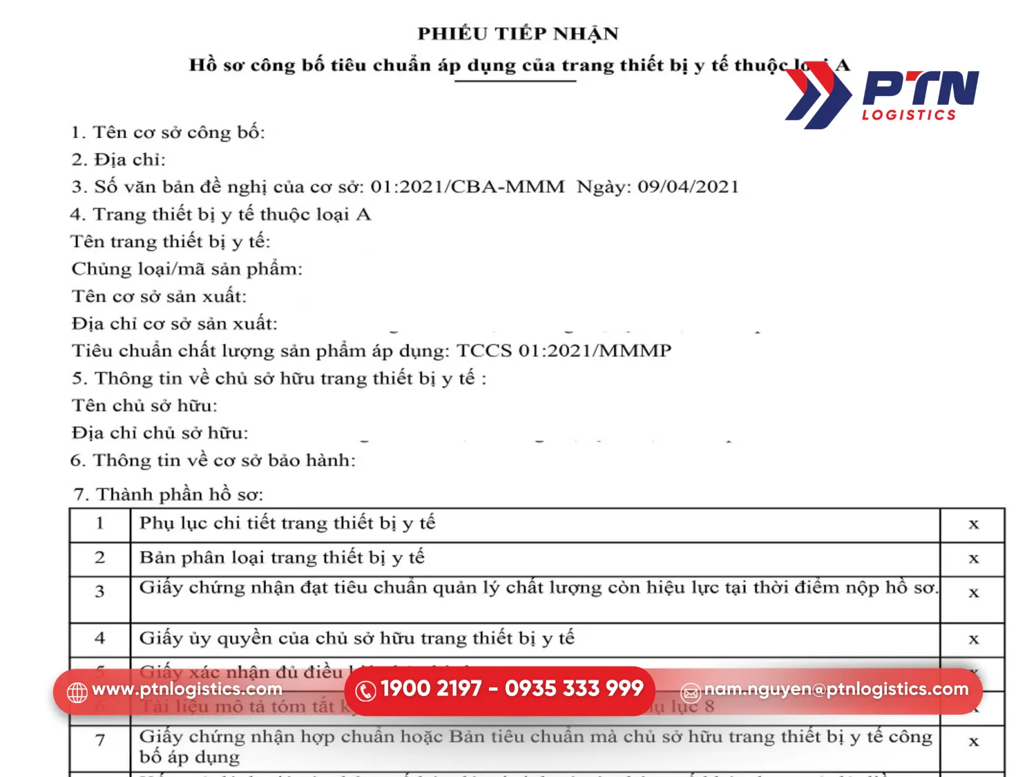 Công bố tiêu chuẩn áp dụng thiết bị y tế
