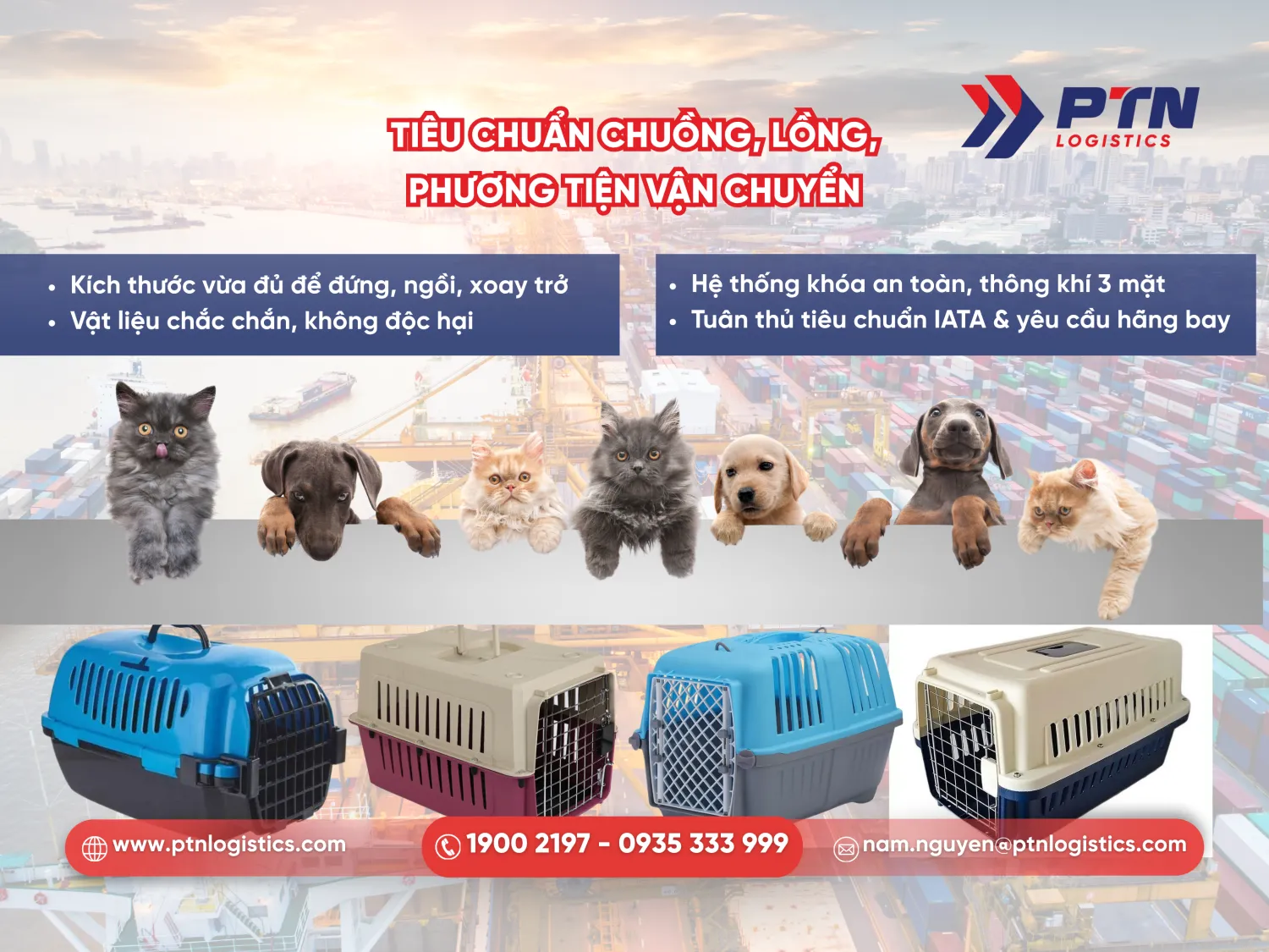 Đáp ứng tiêu chuẩn chuồng, lồng, phương tiện vận tải