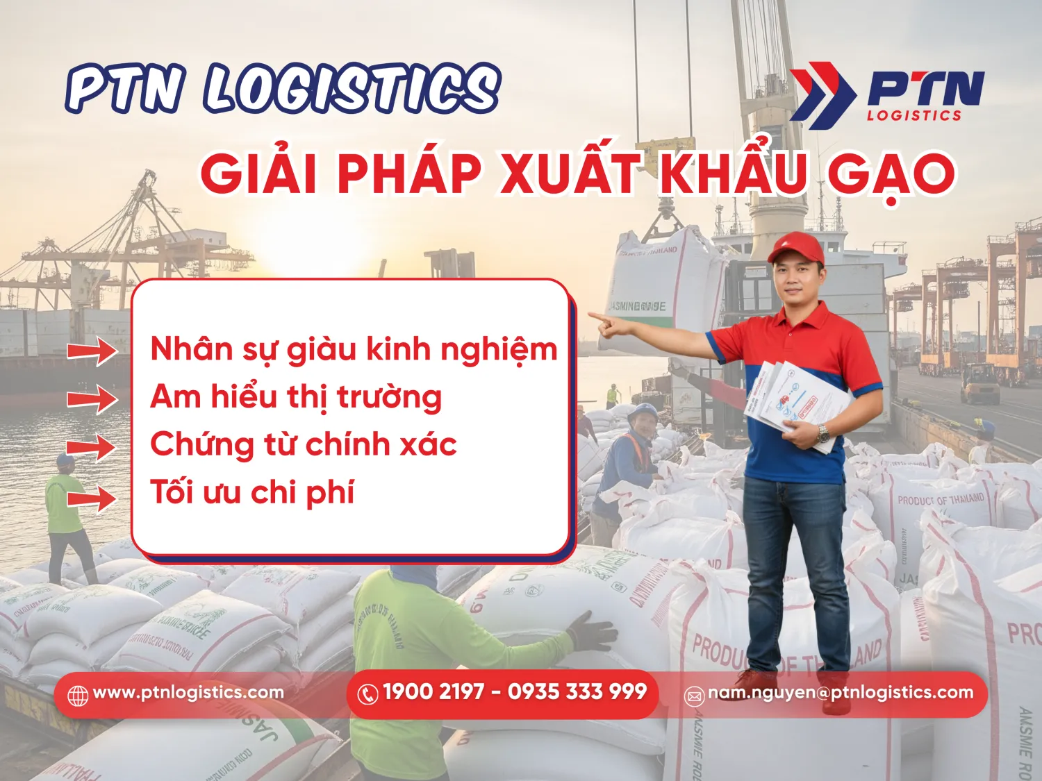 Giải pháp toàn diện cho xuất khẩu gạo từ PTN Logistics