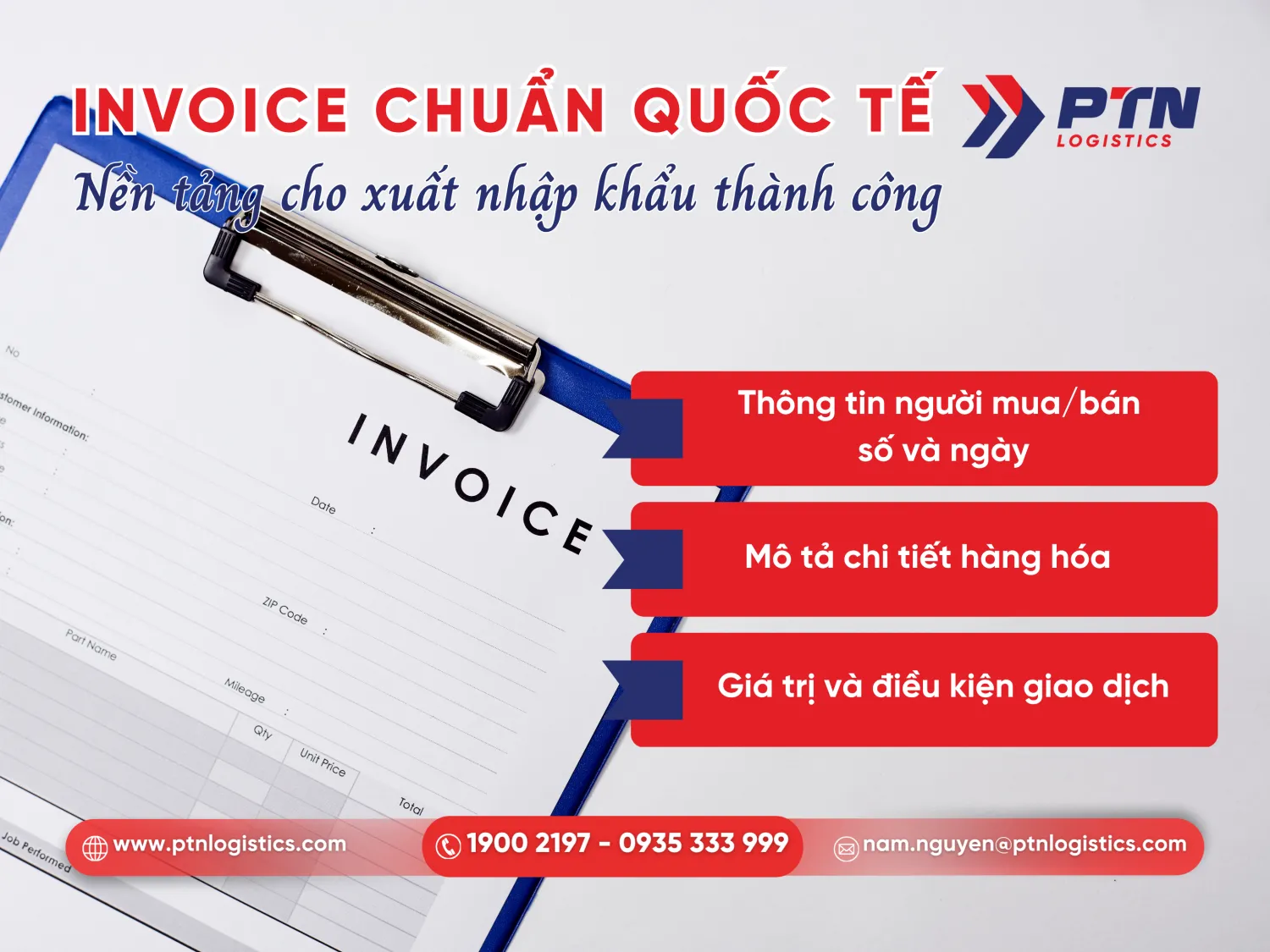 Nội dung cần có trên invoice