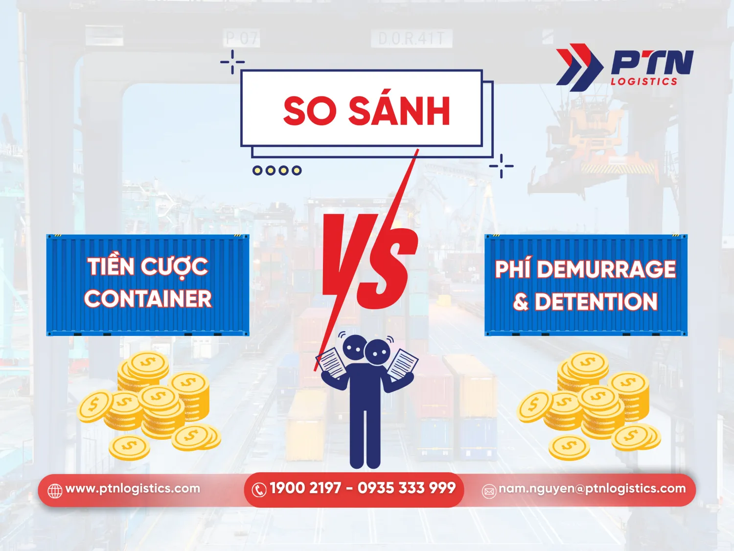 So sánh tiền cước container với các loại phí khác
