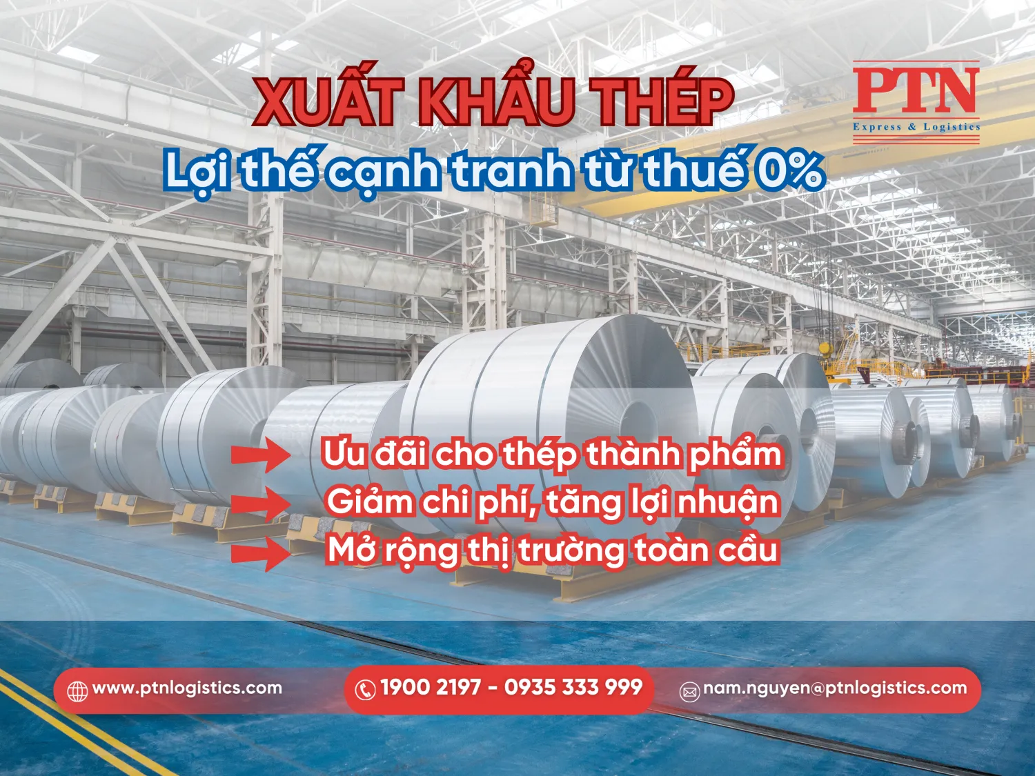Thép thành phẩm xuất khẩu thuế xuất 0%