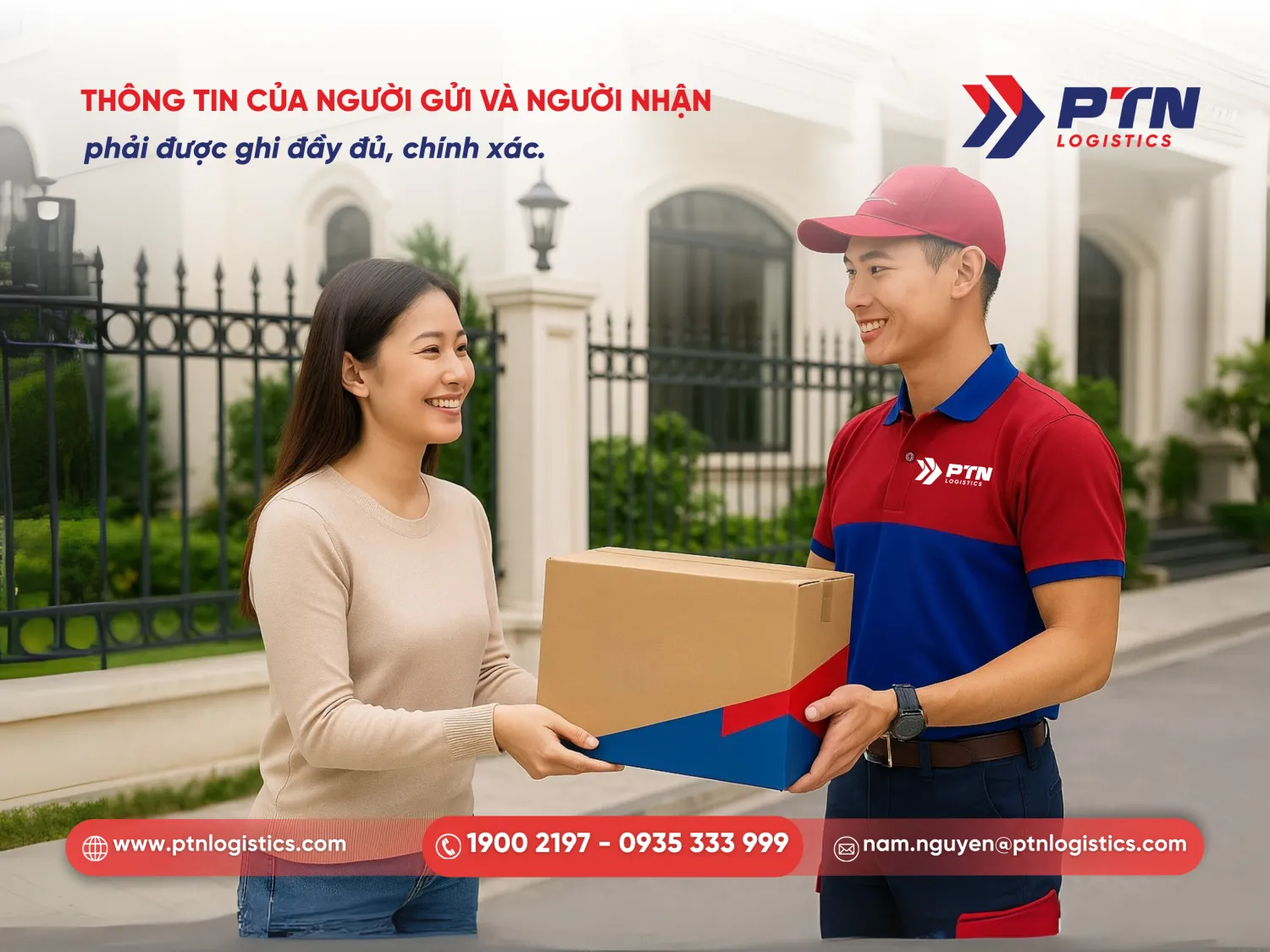 Thông tin người gửi và người nhận phải ghi đầy đủ