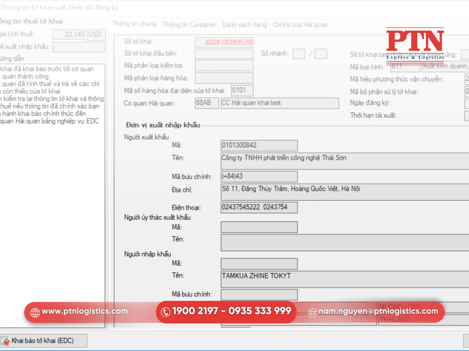 Tiến hành khai báo hải quan trên hệ thống
