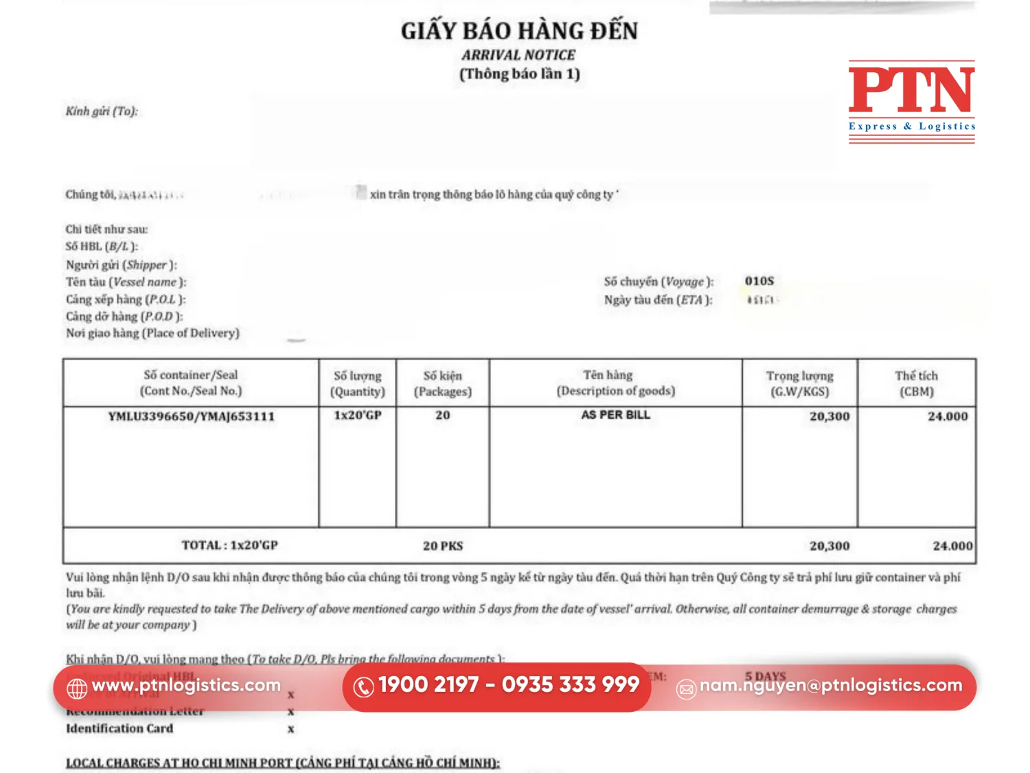 Tìm hiểu định nghĩa arrival notice