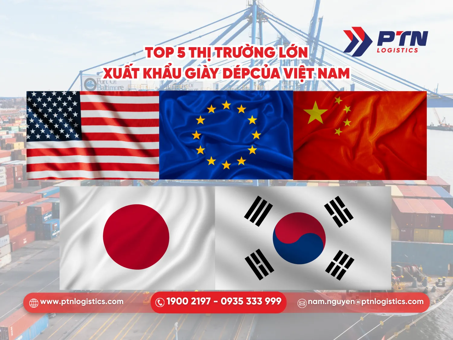 Top các thị trường lớn xuất khẩu giày dép của Việt Nam