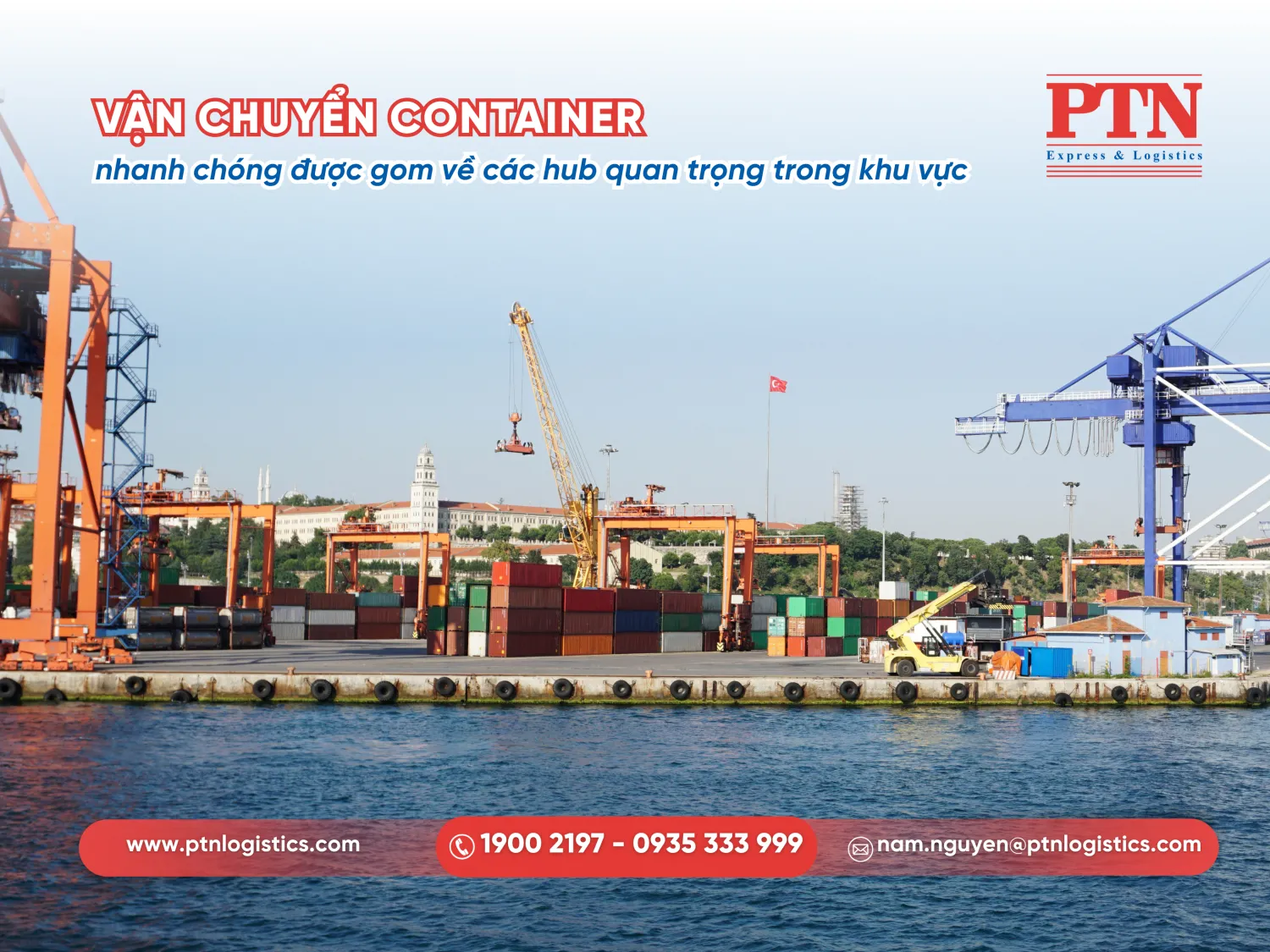 Vận chuyển container đến cảng trung chuyển