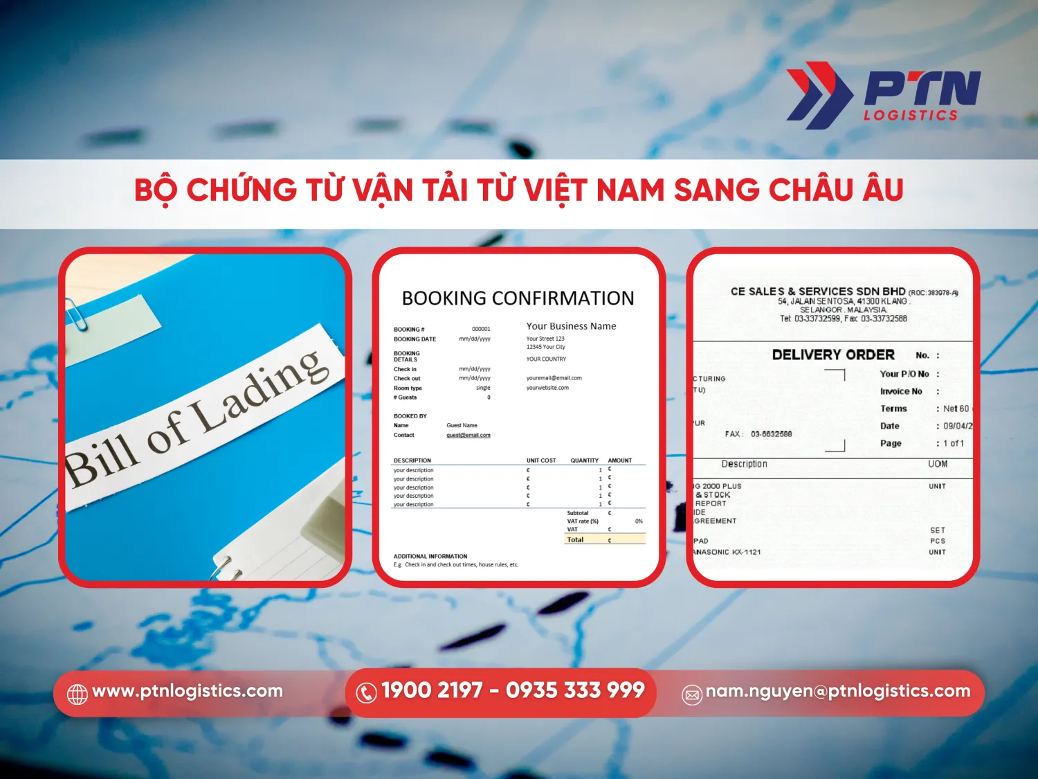 Bộ chứng từ vận tải đầy đủ từ Việt Nam sang Châu Âu