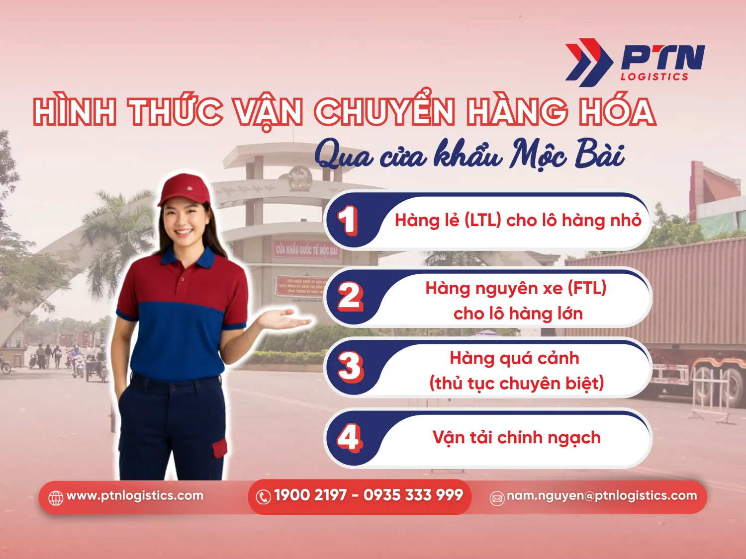Các hình thức vận chuyển hàng qua cửa khẩu Mộc Bài