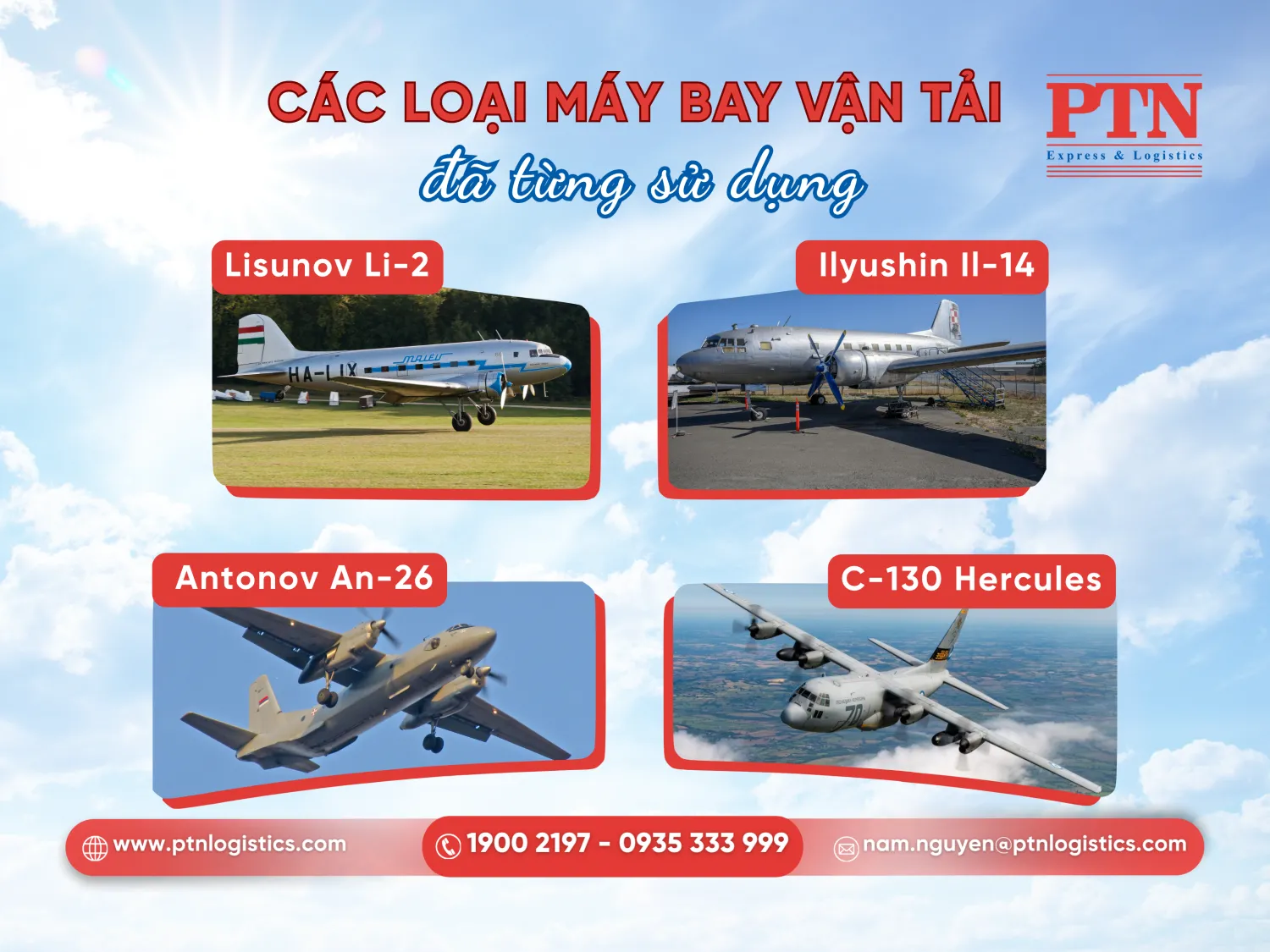 Các loại máy bay đã từng sử dụng