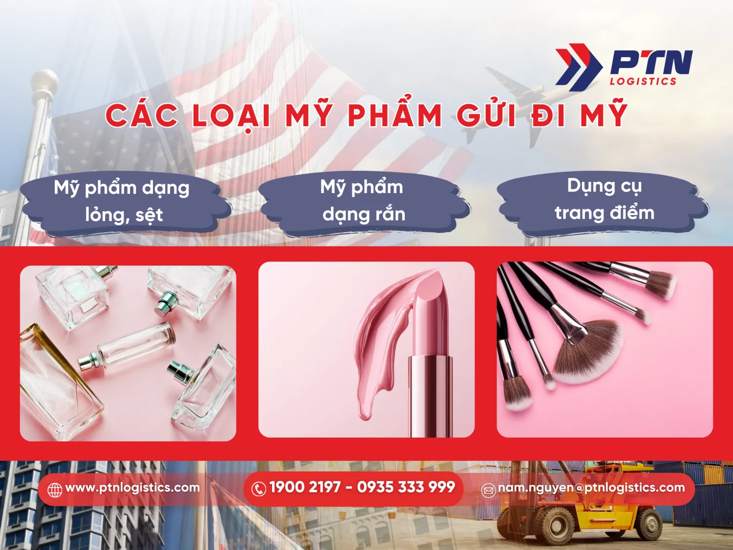 Các loại mỹ phẩm thường vận chuyển đi Mỹ