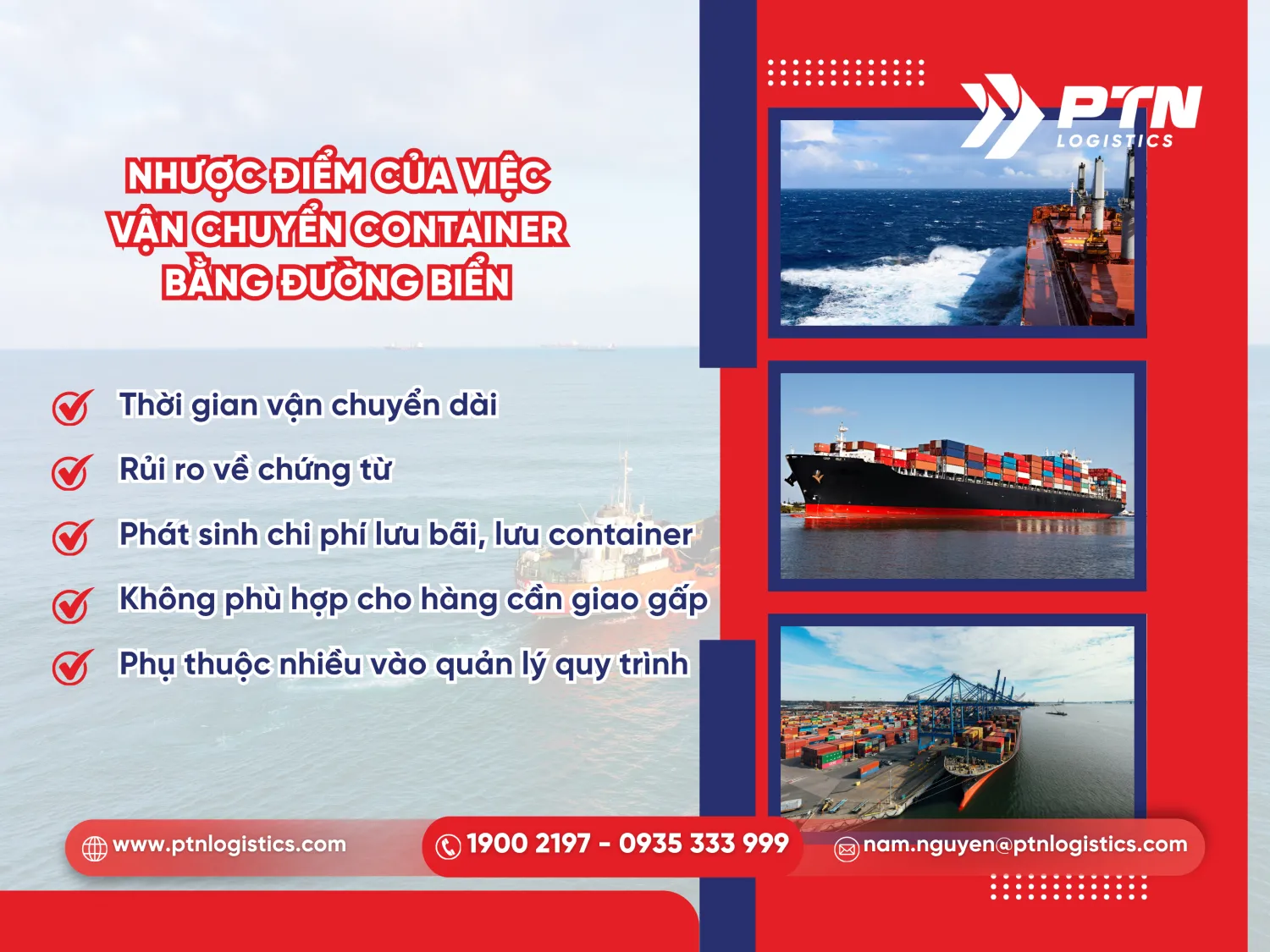 Các nhược điểm của việc vận chuyển cont bằng đường biển