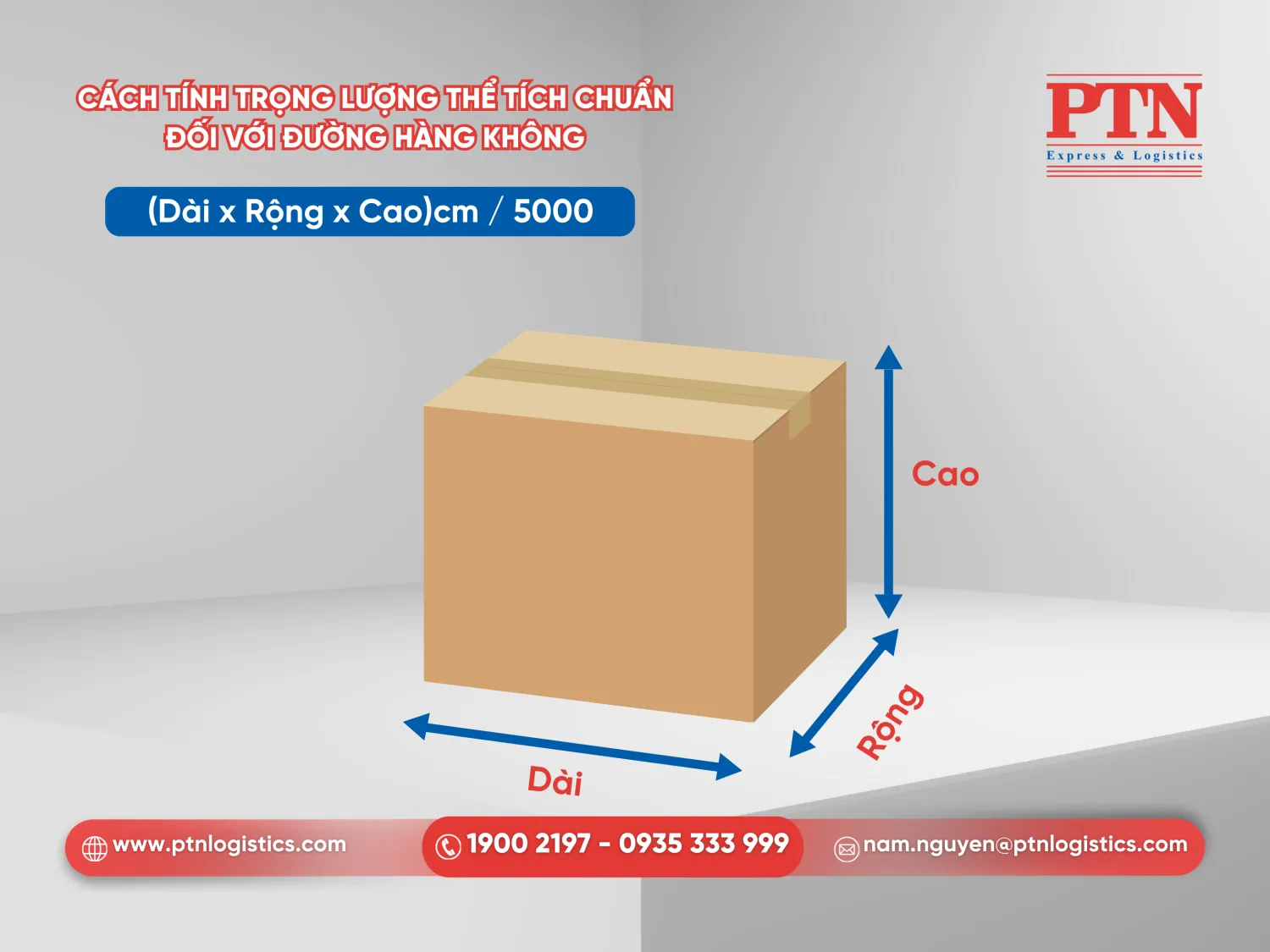 Cách tính trọng lượng thể tích chuẩn đối với đường hàng không